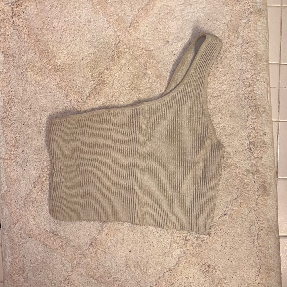 Babton Sculpt Knit One-Shoulder Cropped Tank